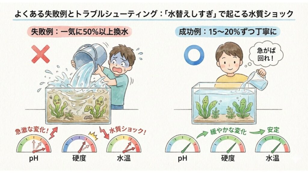 「水替えしすぎ」で起こる水質ショック
