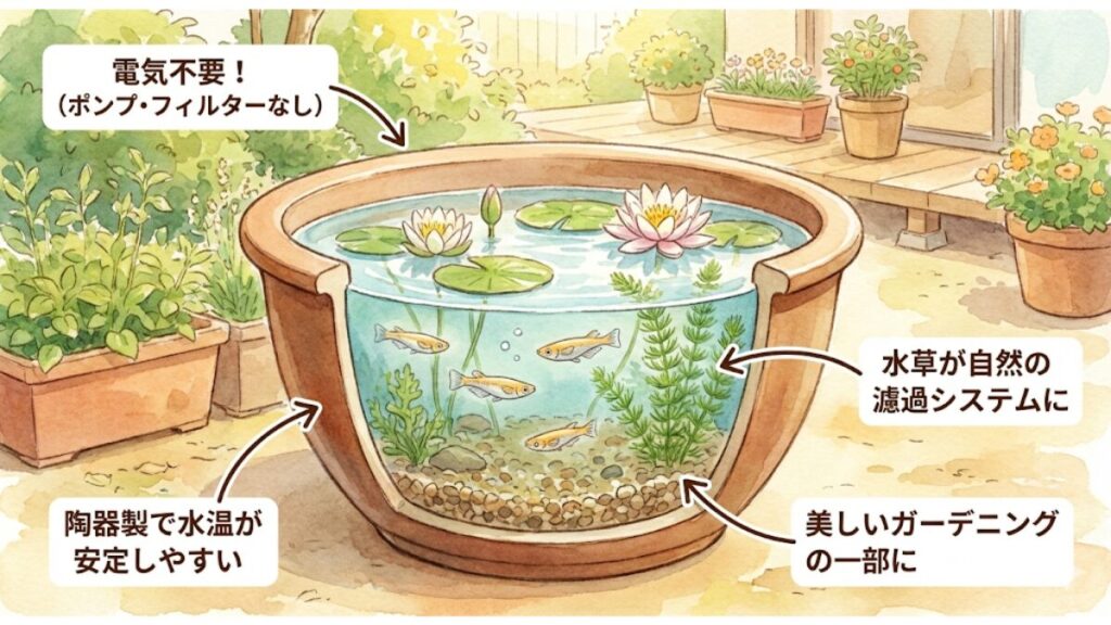 なぜ睡蓮鉢がメダカ飼育初心者におすすめなのか