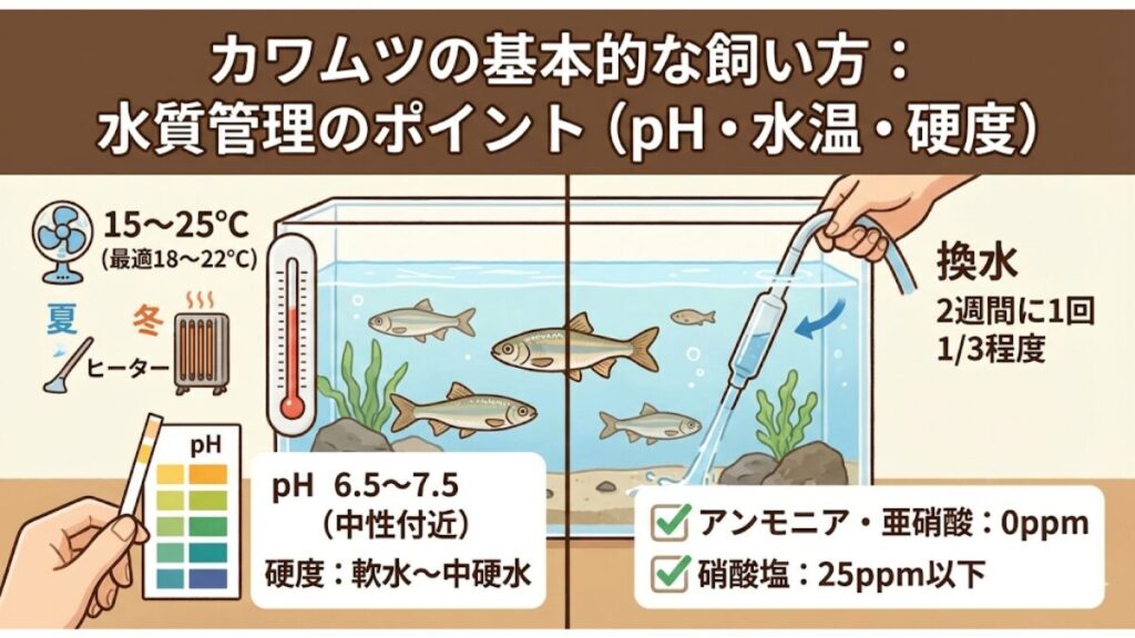 水質管理のポイント（pH・水温・硬度）