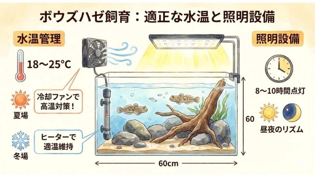 適正な水温と照明設備