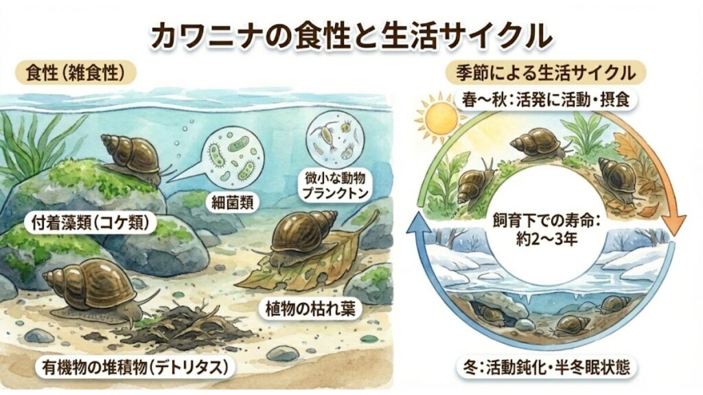 カワニナの食性と生活サイクル