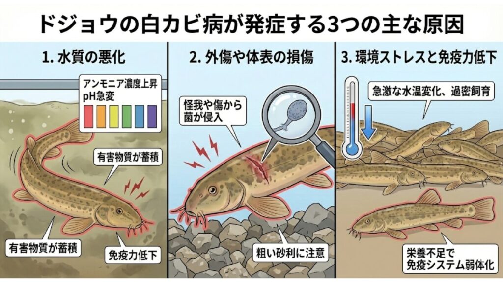 白カビ病が発症する3つの主な原因