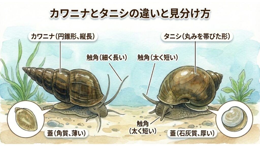 他の淡水貝との違いと見分け方