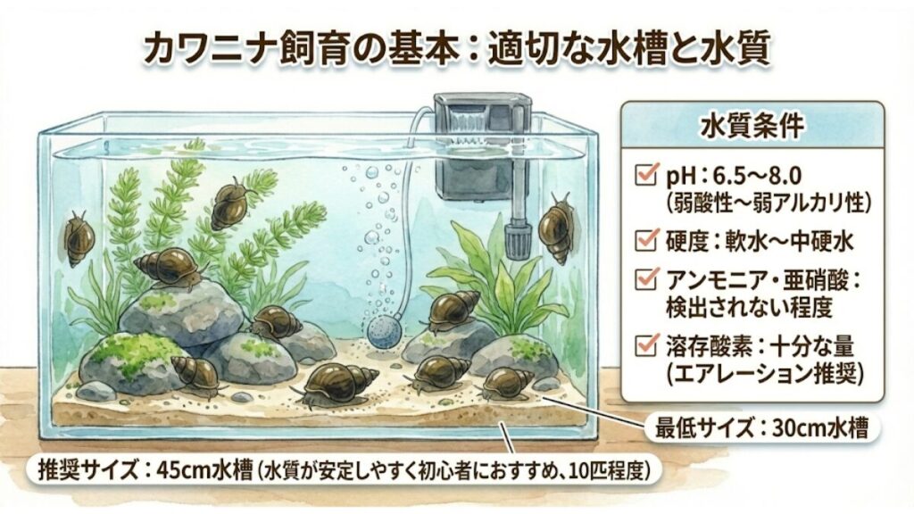 適切な水槽サイズと水質条件