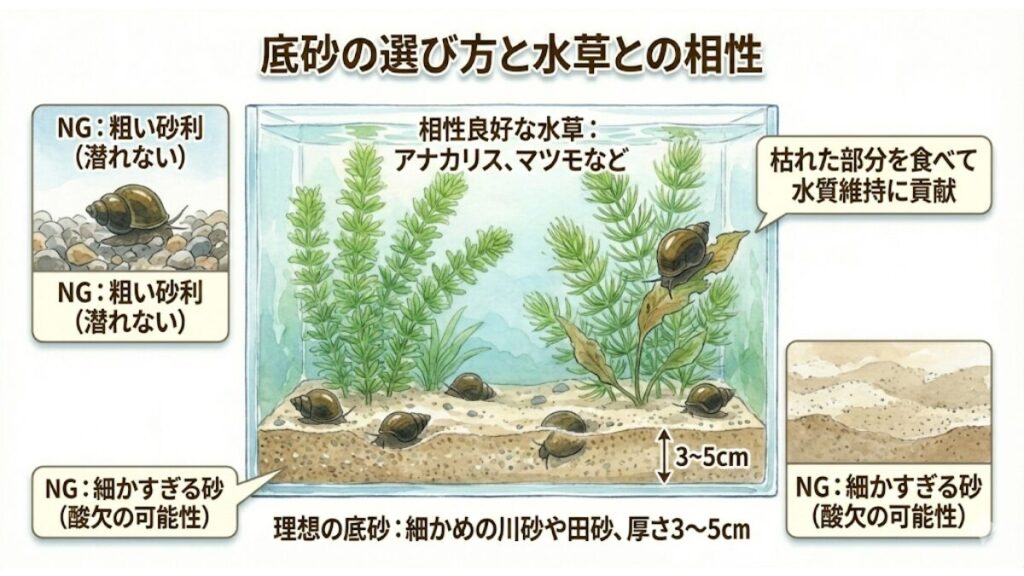 底砂の選び方と水草との相性
