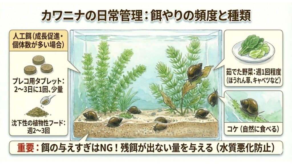 餌やりの頻度と適切な餌の種類